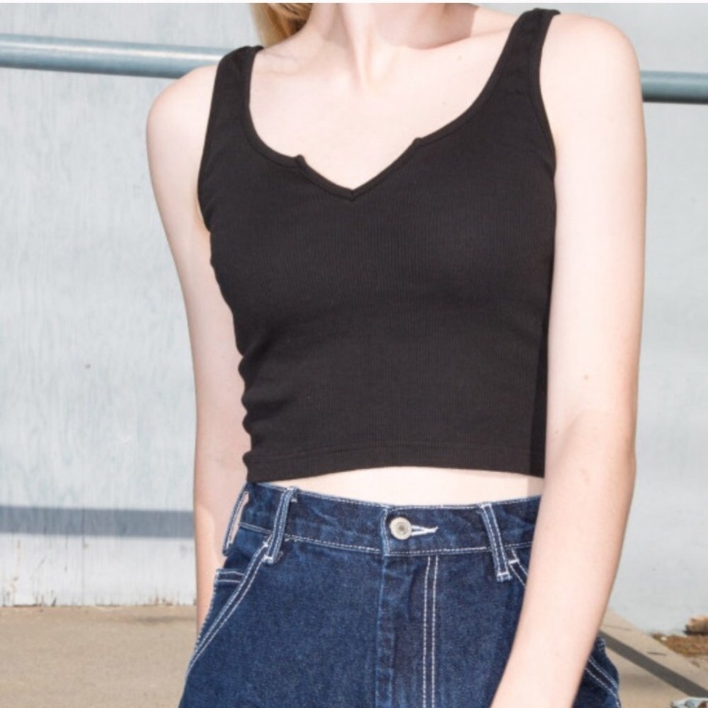Brandy Melville Richie Cropped Black Tank Top
